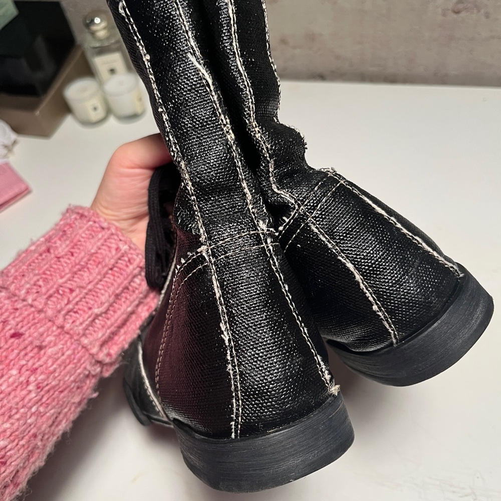 Taking offers! CHANEL black canvas boots size 40 US 10-11 - Picture 3 of 8